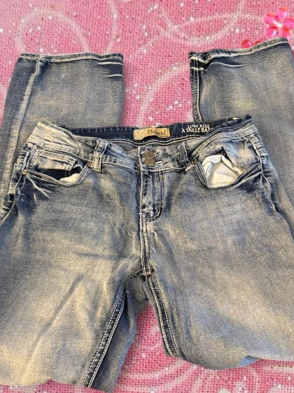 Hybrid Apparel Women's Flare Jeans in Faded Blue Wash